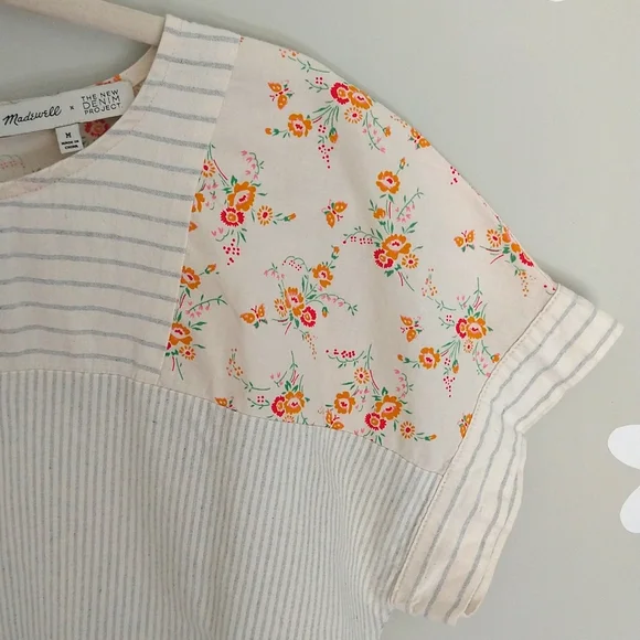 Madewell x The New Denim Project Patchwork Top In Railroad Stripe - Picture 9 of 15